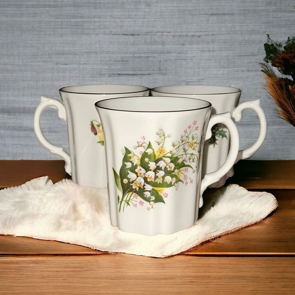 Royal Grafton Set Of 3 Floral Fine Bone Vintage China Mugs